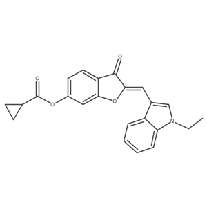 (2E)-2-[(1-ethyl-1H-indol-3-yl)methylidene]-3-oxo-2,3-dihydro-1-benzofuran-6-yl cyclopropanecarboxylate Structure