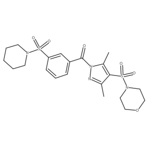 4-({3,5-dimethyl-1-[3-(piperidine-1-sulfonyl)benzoyl]-1H-pyrazol-4-yl}sulfonyl)morpholine Structure