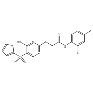 2-{[4-amino-5-(thiophene-2-sulfonyl)pyrimidin-2-yl]sulfanyl}-N-(2-chloro-4-fluorophenyl)acetamide结构式