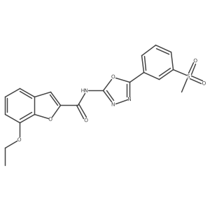CCOc1cccc2cc(C(=O)Nc3nnc(-c4cccc(S(C)(=O)=O)c4)o3)oc12结构式