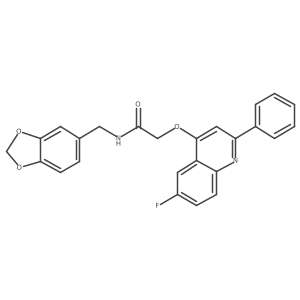 N-[(2H-1,3-benzodioxol-5-yl)methyl]-2-[(6-fluoro-2-phenylquinolin-4-yl)oxy]acetamide结构式