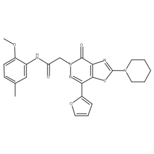 2-(7-(furan-2-yl)-4-oxo-2-(piperidin-1-yl)thiazolo[4,5-d]pyridazin-5(4H)-yl)-N-(2-methoxy-5-methylphenyl)acetamide结构式
