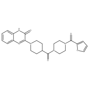 O=C(c1ccco1)N1CCN(C(=O)C2CCN(c3nc4ccccc4[nH]c3=O)CC2)CC1结构式
