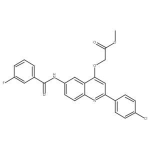 Methyl 2-((2-(4-chlorophenyl)-6-(3-fluorobenzamido)quinolin-4-yl)oxy)acetate结构式