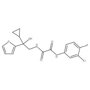 N1-(3-chloro-4-fluorophenyl)-N2-(2-cyclopropyl-2-(furan-2-yl)-2-hydroxyethyl)oxalamide结构式