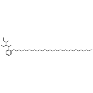 29-[4-(2-Ethyl-1,3-dimethylpentyl)phenoxy]-3,6,9,12,15,18,21,24,27-nonaoxanonacosan-1-ol结构式