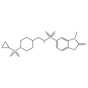 N-((1-(cyclopropylsulfonyl)piperidin-4-yl)methyl)-3-methyl-2-oxo-2,3-dihydrobenzo[d]oxazole-5-sulfonamide结构式