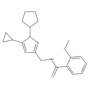 N-((1-cyclopentyl-5-cyclopropyl-1H-pyrazol-3-yl)methyl)-2-(methylthio)benzamide结构式