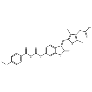 2-[5-[(Z)-[6-[(4-methoxybenzoyl)carbamoylamino]-2-oxo-1H-indol-3-ylidene]methyl]-2,4-dimethyl-1H-pyrrol-3-yl]acetic acid结构式