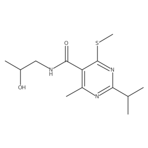 N-(2-hydroxypropyl)-4-methyl-6-(methylsulfanyl)-2-(propan-2-yl)pyrimidine-5-carboxamide结构式