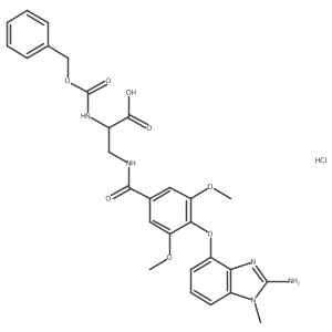 (R)-3-(4-((2-Amino-1-methyl-1H-benzo[d]imidazol-4-yl)oxy)-3,5-dimethoxybenzamido)-2-(((benzyloxy)carbonyl)amino)propanoic acid hydrochloride Structure