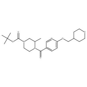 tert-butyl 3-methyl-4-(6-((tetrahydro-2H-pyran-4-yl)methoxy)nicotinoyl)piperazine-1-carboxylate Structure