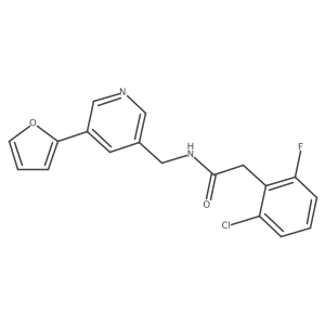 2-(2-chloro-6-fluorophenyl)-N-((5-(furan-2-yl)pyridin-3-yl)methyl)acetamide结构式