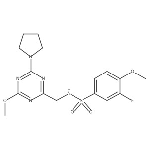 3-fluoro-4-methoxy-N-((4-methoxy-6-(pyrrolidin-1-yl)-1,3,5-triazin-2-yl)methyl)benzenesulfonamide Structure