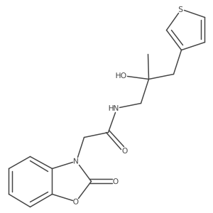 N-[2-hydroxy-2-methyl-3-(thiophen-3-yl)propyl]-2-(2-oxo-2,3-dihydro-1,3-benzoxazol-3-yl)acetamide结构式
