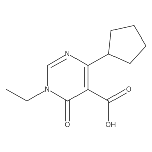 4-Cyclopentyl-1-ethyl-6-oxo-1,6-dihydropyrimidine-5-carboxylic acid结构式