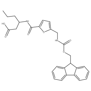 (3S)-3-({5-[({[(9H-fluoren-9-yl)methoxy]carbonyl}amino)methyl]furan-2-yl}formamido)hexanoic acid结构式
