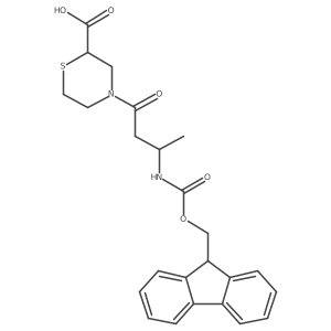 4-[(3R)-3-({[(9H-fluoren-9-yl)methoxy]carbonyl}amino)butanoyl]thiomorpholine-2-carboxylic acid结构式