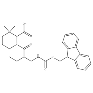 1-{2-[({[(9H-fluoren-9-yl)methoxy]carbonyl}amino)methyl]butanoyl}-3,3-dimethylpiperidine-2-carboxylic acid Structure