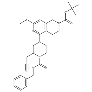 tert-butyl 4-[4-benzyloxycarbonyl-3-(cyanomethyl)piperazin-1-yl]-2-methylsulfanyl-6,8-dihydro-5H-pyrido[3,4-d]pyrimidine-7-carboxylate结构式