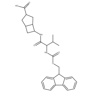 (1RS,5RS,6SR)-6-[(2S)-2-({[(9H-fluoren-9-yl)methoxy]carbonyl}amino)-3-methylbutanamido]bicyclo[3.2.0]heptane-3-carboxylic acid Structure