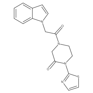 4-[2-(1H-indol-1-yl)acetyl]-1-(1,3-thiazol-2-yl)piperazin-2-one结构式