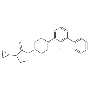 1-Cyclopropyl-3-[4-(5-fluoro-6-phenylpyrimidin-4-yl)piperazin-1-yl]pyrrolidin-2-one结构式