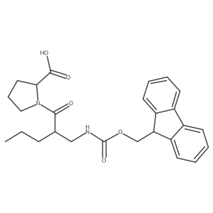 (2R)-1-{2-[({[(9H-fluoren-9-yl)methoxy]carbonyl}amino)methyl]pentanoyl}pyrrolidine-2-carboxylic acid Structure