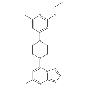 N-ethyl-4-methyl-6-(4-{5-methyl-[1,2,4]triazolo[1,5-a]pyrimidin-7-yl}piperazin-1-yl)pyrimidin-2-amine结构式