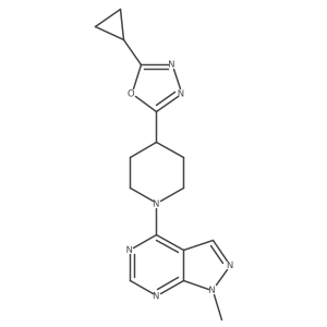 4-(5-cyclopropyl-1,3,4-oxadiazol-2-yl)-1-{1-methyl-1H-pyrazolo[3,4-d]pyrimidin-4-yl}piperidine结构式