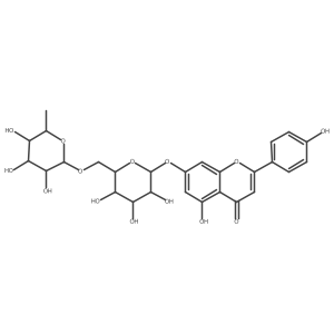 7-((6-O-(6-Deoxy-alpha-L-mannopyranosyl)-alpha-D-glucopyranosyl)oxy)-5-hydroxy-2-(4-hydroxyphenyl)-4H-1-benzopyran-4-one Structure