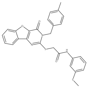 2-((3-(4-methylbenzyl)-4-oxo-3,4-dihydrobenzofuro[3,2-d]pyrimidin-2-yl)thio)-N-(3-(methylthio)phenyl)acetamide结构式