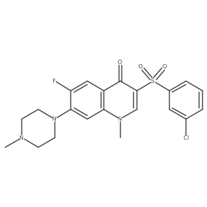 3-((3-chlorophenyl)sulfonyl)-6-fluoro-1-methyl-7-(4-methylpiperazin-1-yl)quinolin-4(1H)-one结构式