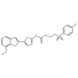 4-((4-fluorophenyl)sulfonyl)-N-(5-(7-methoxybenzofuran-2-yl)-1,3,4-oxadiazol-2-yl)butanamide结构式