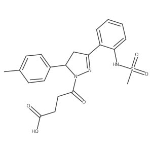 4-(3-(2-(methylsulfonamido)phenyl)-5-(p-tolyl)-4,5-dihydro-1H-pyrazol-1-yl)-4-oxobutanoic acid Structure