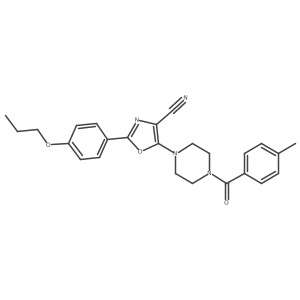 5-(4-(4-Methylbenzoyl)piperazin-1-yl)-2-(4-propoxyphenyl)oxazole-4-carbonitrile Structure