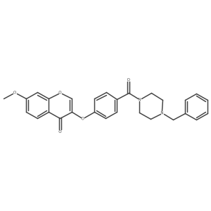 3-(4-(4-benzylpiperazine-1-carbonyl)phenoxy)-7-methoxy-4H-chromen-4-one结构式