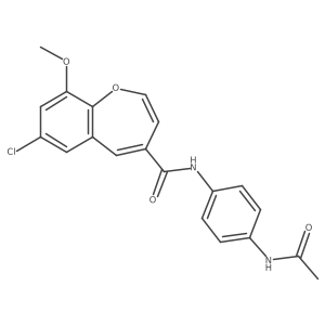 N-[4-(acetylamino)phenyl]-7-chloro-9-methoxy-1-benzoxepine-4-carboxamide结构式
