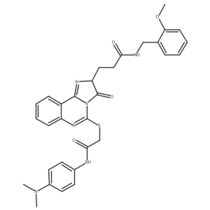 3-{5-[({[4-(dimethylamino)phenyl]carbamoyl}methyl)sulfanyl]-3-oxo-2H,3H-imidazo[1,2-c]quinazolin-2-yl}-N-[(2-methoxyphenyl)methyl]propanamide结构式
