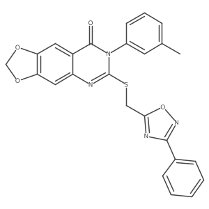 6-(((3-phenyl-1,2,4-oxadiazol-5-yl)methyl)thio)-7-(m-tolyl)-[1,3]dioxolo[4,5-g]quinazolin-8(7H)-one结构式