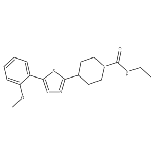 N-ethyl-4-(5-(2-methoxyphenyl)-1,3,4-thiadiazol-2-yl)piperidine-1-carboxamide结构式