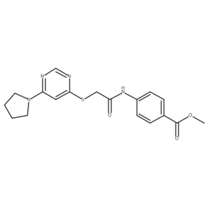 Methyl 4-(2-((6-(pyrrolidin-1-yl)pyrimidin-4-yl)thio)acetamido)benzoate结构式