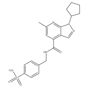 1-cyclopentyl-6-methyl-N-(4-sulfamoylbenzyl)-1H-pyrazolo[3,4-b]pyridine-4-carboxamide结构式