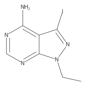 1-ethyl-3-iodo-1H-pyrazolo[3,4-d]pyrimidin-4-amine结构式