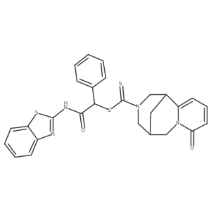 2-(1,3-benzothiazol-2-ylamino)-2-oxo-1-phenylethyl 8-oxo-1,5,6,8-tetrahydro-2H-1,5-methanopyrido[1,2-a][1,5]diazocine-3(4H)-carbodithioate Structure