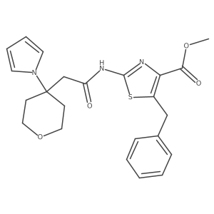 methyl 5-benzyl-2-({[4-(1H-pyrrol-1-yl)tetrahydro-2H-pyran-4-yl]acetyl}amino)-1,3-thiazole-4-carboxylate Structure