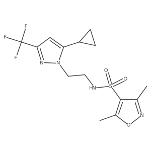 N-(2-(5-cyclopropyl-3-(trifluoromethyl)-1H-pyrazol-1-yl)ethyl)-3,5-dimethylisoxazole-4-sulfonamide Structure