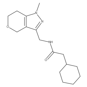 2-cyclohexyl-N-((1-methyl-1,4,6,7-tetrahydropyrano[4,3-c]pyrazol-3-yl)methyl)acetamide结构式