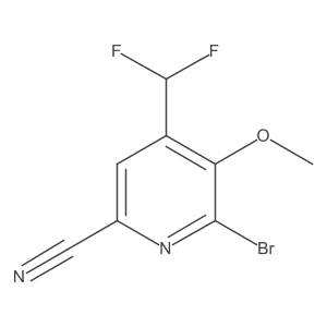 6-Bromo-4-(difluoromethyl)-5-methoxypicolinonitrile结构式