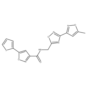 N-((3-(5-methylisoxazol-3-yl)-1,2,4-oxadiazol-5-yl)methyl)-5-(thiophen-2-yl)isoxazole-3-carboxamide Structure